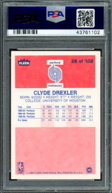 Clyde Drexler Autographed 1986 Fleer Rookie Card #26 Portland Trail Blazers PSA/DNA #43761102