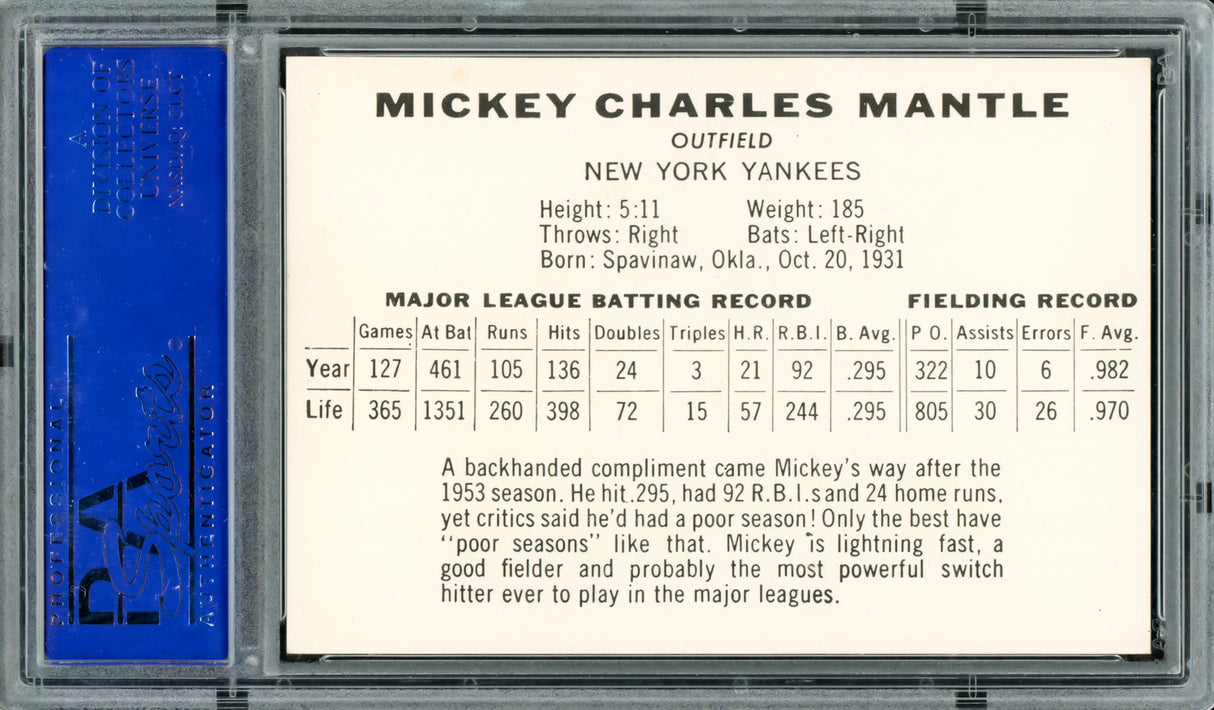 Mickey Mantle Autographed 1954 Sports Illustrated Reprint Card New York Yankees PSA/DNA #31435351