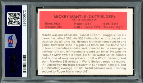 Mickey Mantle Autographed 1987 Hygrade Card New York Yankees Auto Grade Near Mint/Mint 8 PSA/DNA #89630672