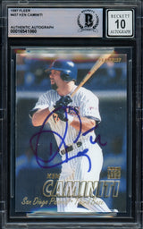 Ken Caminiti Autographed 1997 Fleer Card #457 San Diego Padres Auto Grade Gem Mint 10 Beckett BAS #16541860