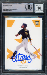 Oneil Cruz Autographed 2022 Panini Chronicles Rookie Card #13 Pittsburgh Pirates Auto Grade Gem Mint 10 Beckett BAS #16542077