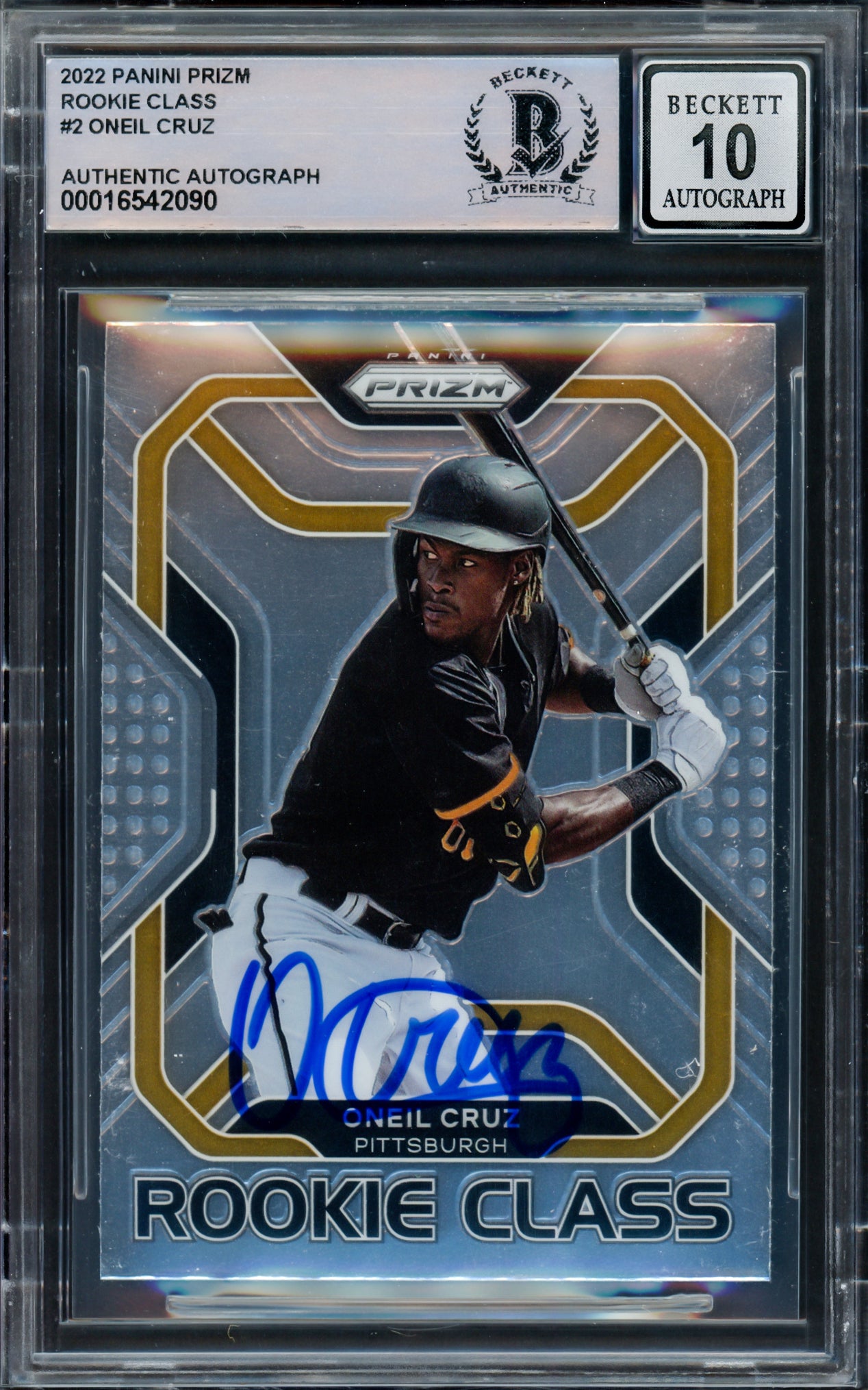 Oneil Cruz Autographed 2022 Panini Prizm Rookie Class Rookie Card #RC2 Pittsburgh Pirates Auto Grade Gem Mint 10 Beckett BAS #16542090