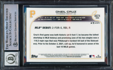 Oneil Cruz Autographed 2022 Topps Chrome Update Rookie Card #USC74 Pittsburgh Pirates Auto Grade Gem Mint 10 Beckett BAS #16542099