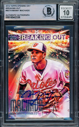 Manny Machado Autographed 2014 Topps Breaking Out Card #BO19 Baltimore Orioles Auto Grade Gem Mint 10 Beckett BAS #16542338