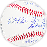 Nolan Ryan Autographed Official MLB Baseball Texas Rangers Statball With 4 Stats "7 No Hitter, HOF 99, 5714 K's, 324 Wins" Beckett BAS QR Stock #216125