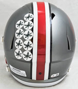 Justin Fields Autographed Ohio State Buckeyes Flash Silver Full Size Replica Speed Helmet Beckett BAS Witness Stock #216685