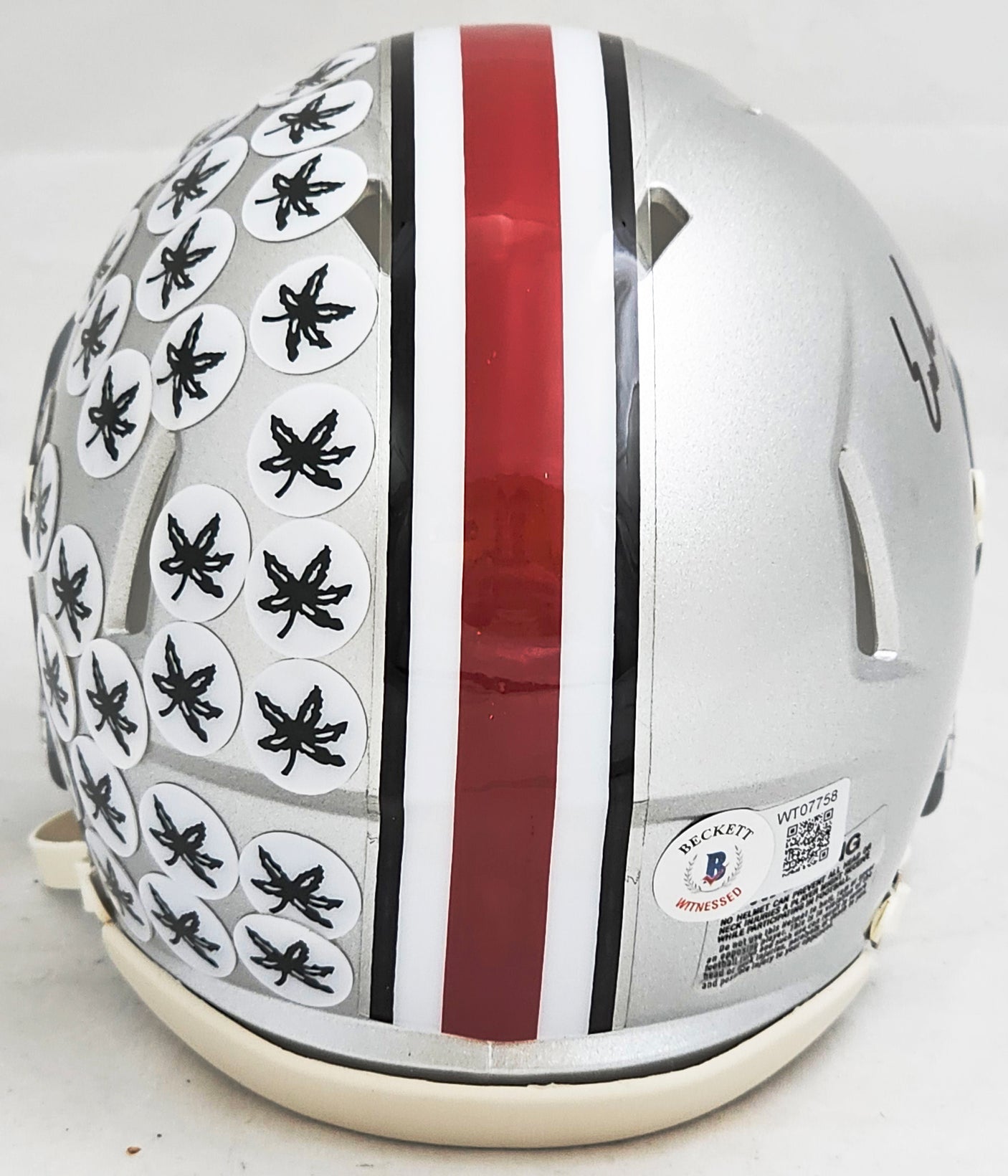 Emeka Egbuka Autographed Ohio State Buckeyes Silver Speed Mini Helmet Beckett BAS Witness Stock #216622