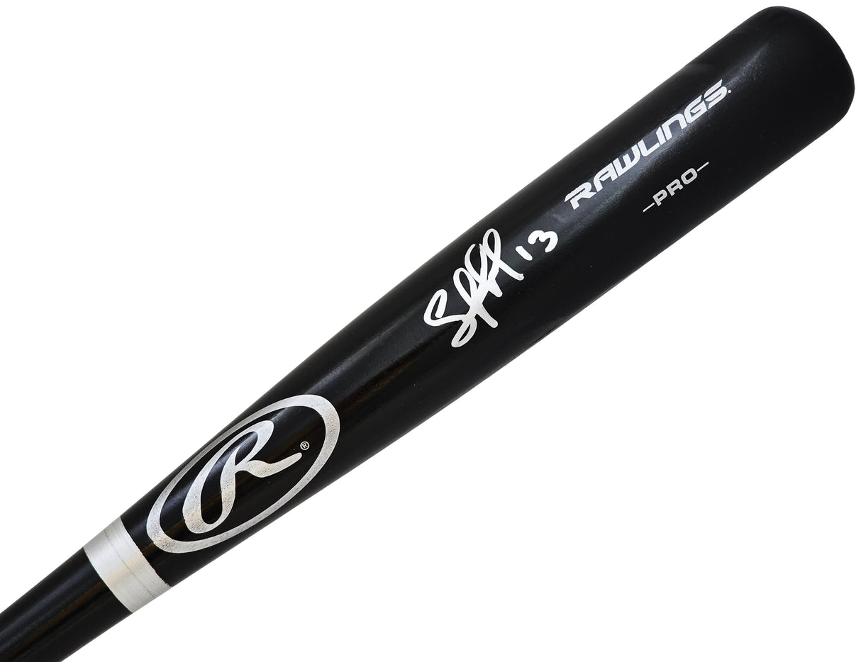 Salvador Perez Autographed Black Rawlings Pro Bat Kansas City Royals Beckett BAS Witness Stock #216051