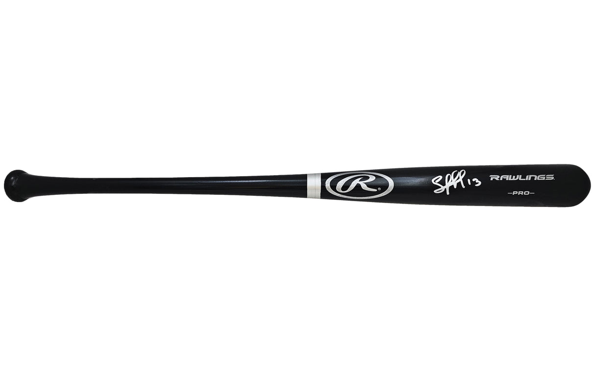 Salvador Perez Autographed Black Rawlings Pro Bat Kansas City Royals Beckett BAS Witness Stock #216051