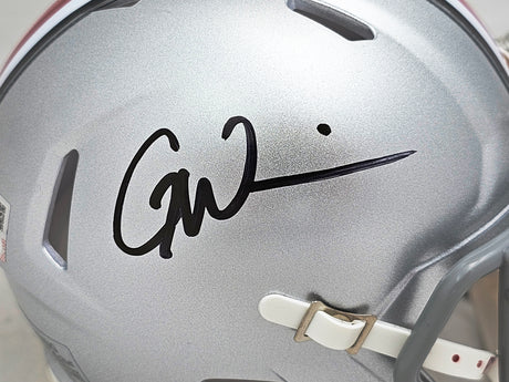 Garrett Wilson Autographed Ohio State Buckeyes Silver Speed Mini Helmet Fanatics Holo Stock #216716