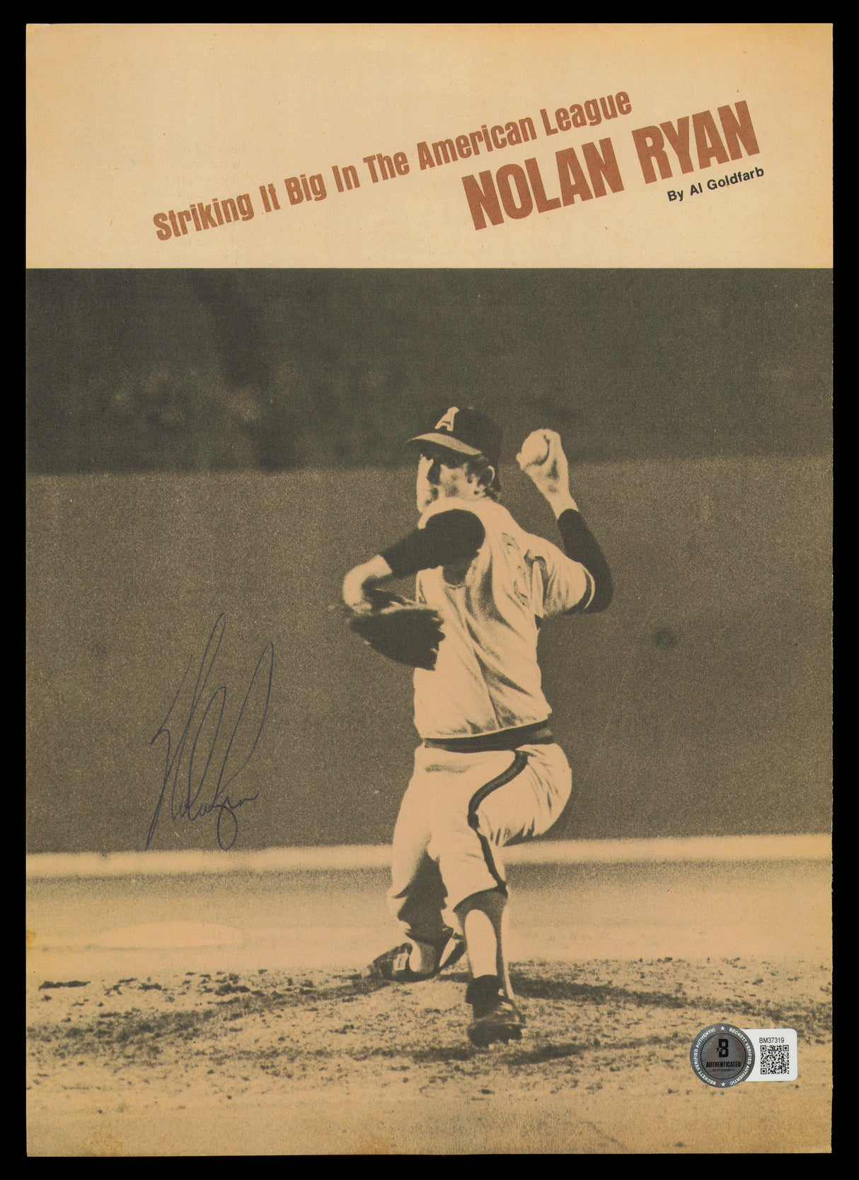 Nolan Ryan Autographed 8x11 Magazine Page Photo California Angels Beckett BAS QR #BM37319