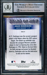 Julio Rodriguez Autographed 2022 Topps Stars of MLB Rookie Card #SMLB-87 Seattle Mariners Auto Grade Gem Mint 10 Beckett BAS Stock #216656