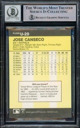 Jose Canseco Autographed 1986 Fleer Update Rookie Card #U-20 Oakland A's Auto Grade Gem Mint 10 "86 AL ROY" Beckett BAS Stock #216705