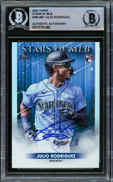 Julio Rodriguez Autographed 2022 Topps Stars of MLB Rookie Card #SMLB-87 Seattle Mariners Beckett BAS Stock #216869