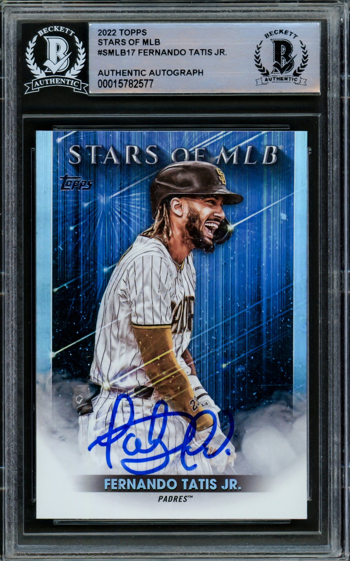 Fernando Tatis Jr. Autographed 2022 Topps Stars of MLB Card #SMLB-17 San Diego Padres Beckett BAS Stock #216881