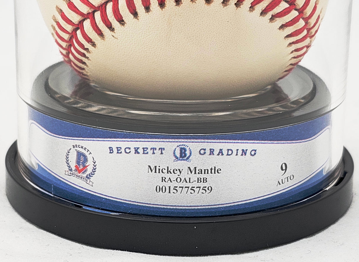 Mickey Mantle Autographed Official AL Baseball New York Yankees Auto Grade Mint 9 Beckett BAS #15775759