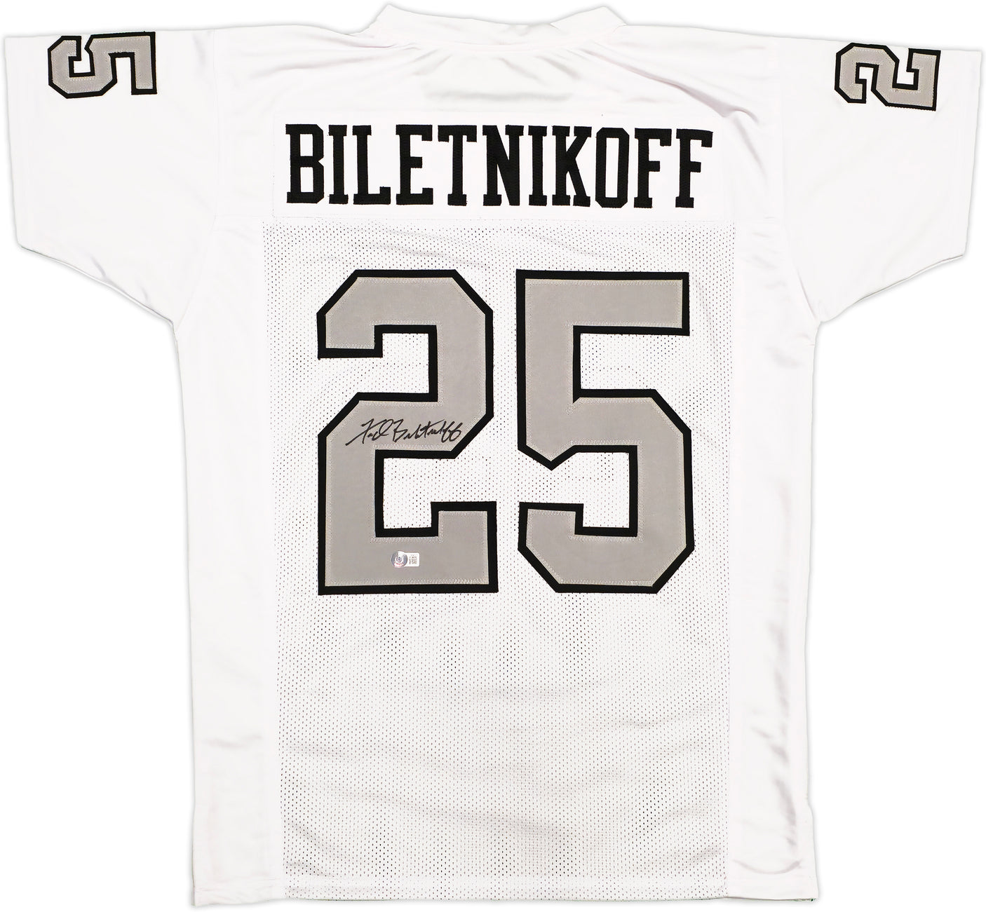 Oakland Raiders Fred Biletnikoff Autographed White Jersey Beckett BAS Witness Stock #232609