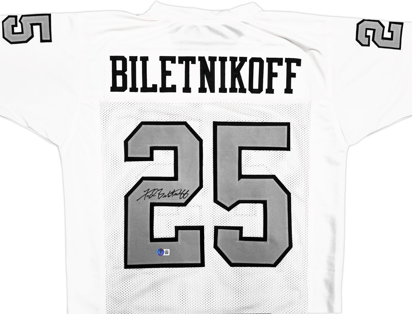 Oakland Raiders Fred Biletnikoff Autographed White Jersey Beckett BAS Witness Stock #232609