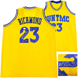 Golden State Warriors Mitch Richmond Autographed Yellow Jersey "HOF 2014" Beckett BAS Witness Stock #232590