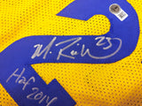 Golden State Warriors Mitch Richmond Autographed Yellow Jersey "HOF 2014" Beckett BAS Witness Stock #232590