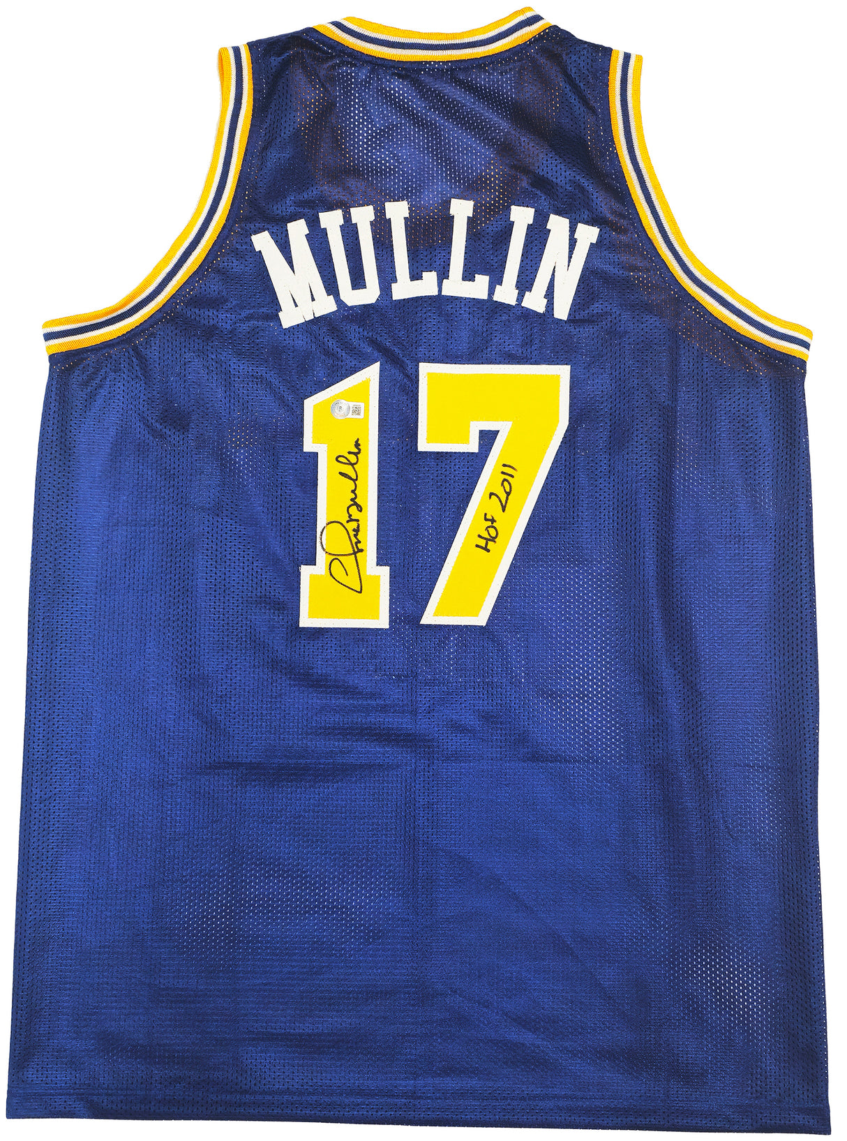 Golden State Warriors Chris Mullin Autographed Blue Jersey "HOF 2011" Beckett BAS Witness Stock #232592