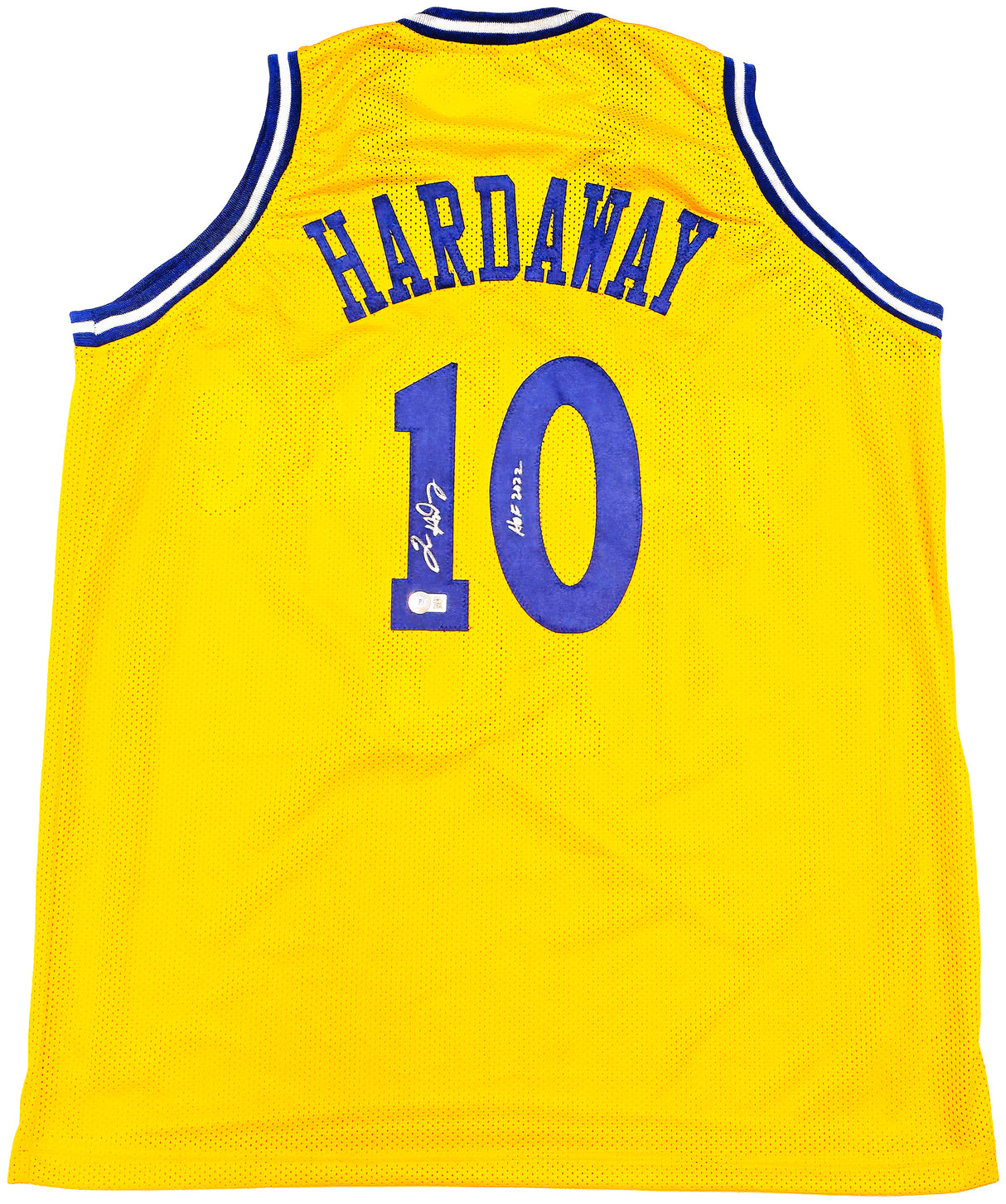 Golden State Warriors Tim Hardaway Autographed Yellow Jersey "HOF 2022" Beckett BAS Witness Stock #232601