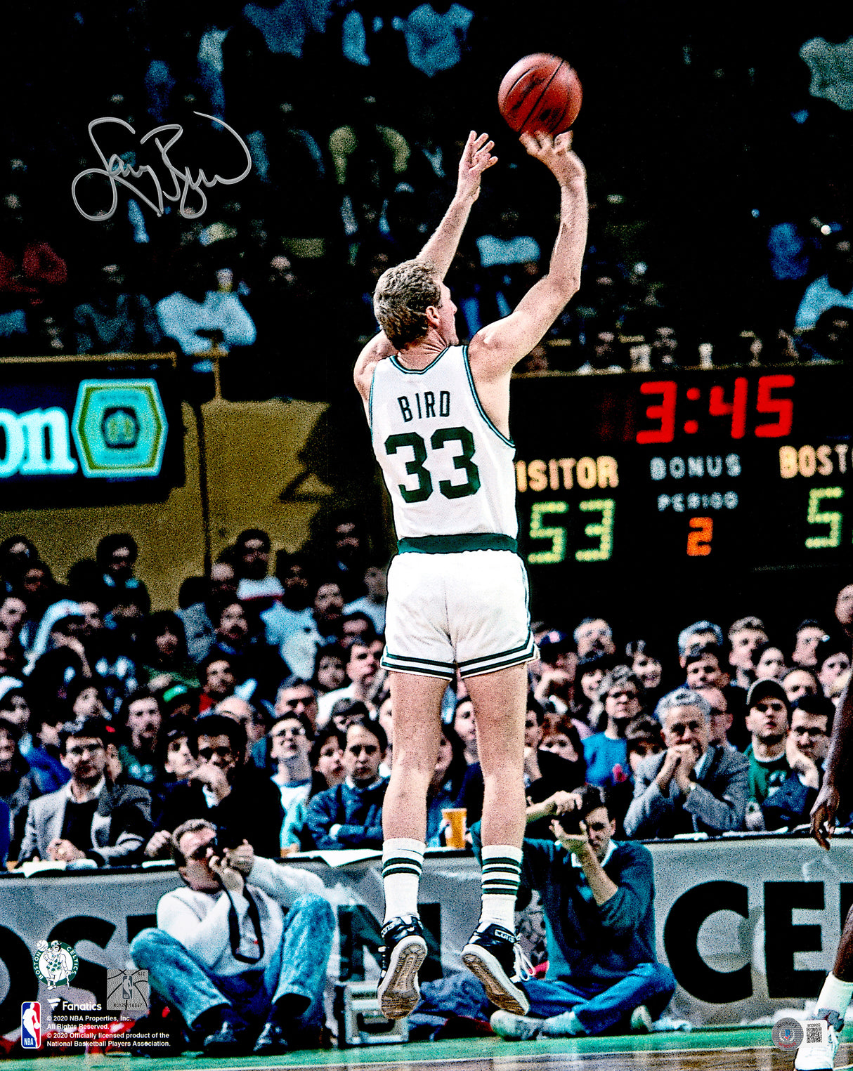 Larry Bird Autographed 16x20 Photo Boston Celtics Beckett BAS Witness Stock #232712