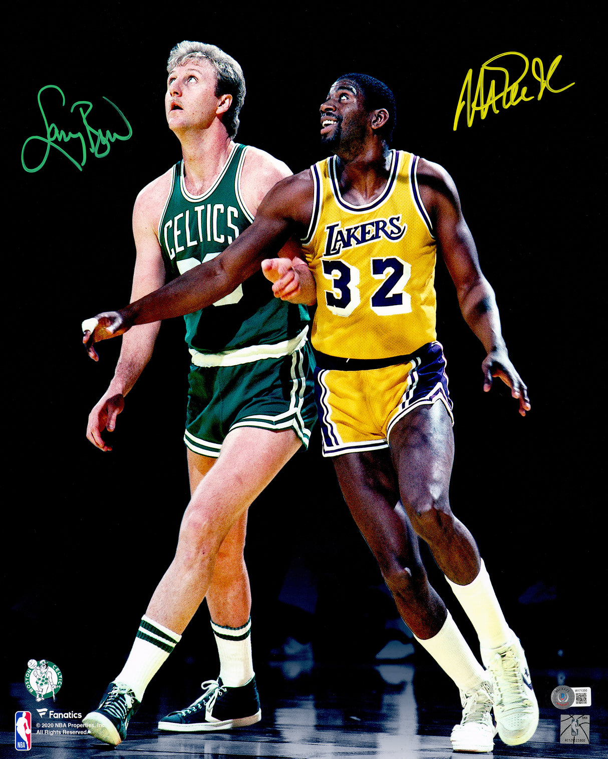 Larry Bird & Magic Johnson Autographed 16x20 Photo Beckett BAS Witness Stock #232714