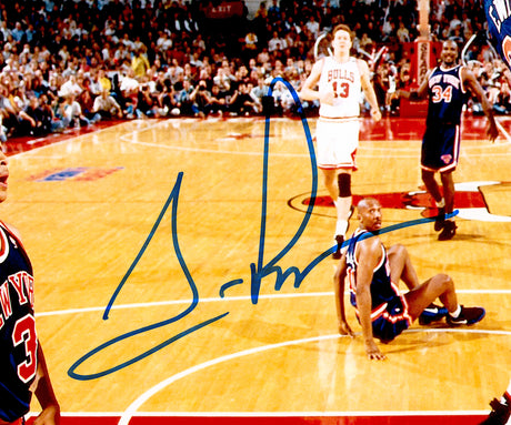 Scottie Pippen Autographed 16x20 Photo Chicago Bulls Dunking Over Patrick Ewing Beckett BAS Witness Stock #232715