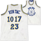 Golden State Warriors Chris Mullin, Tim Hardaway & Mitch Richmond Autographed White Jersey Run TMC "HOF" Beckett BAS Witness Stock #216816