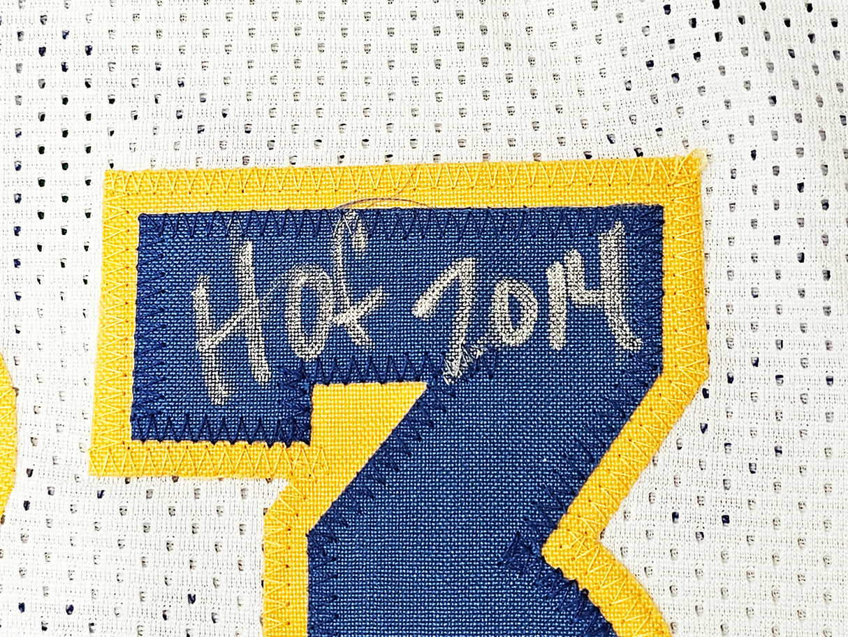 Golden State Warriors Chris Mullin, Tim Hardaway & Mitch Richmond Autographed White Jersey Run TMC "HOF" Beckett BAS Witness Stock #216816