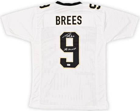 New Orleans Saints Drew Brees Autographed White Jersey "SB XLIV MVP" Beckett BAS Witness Stock #216828