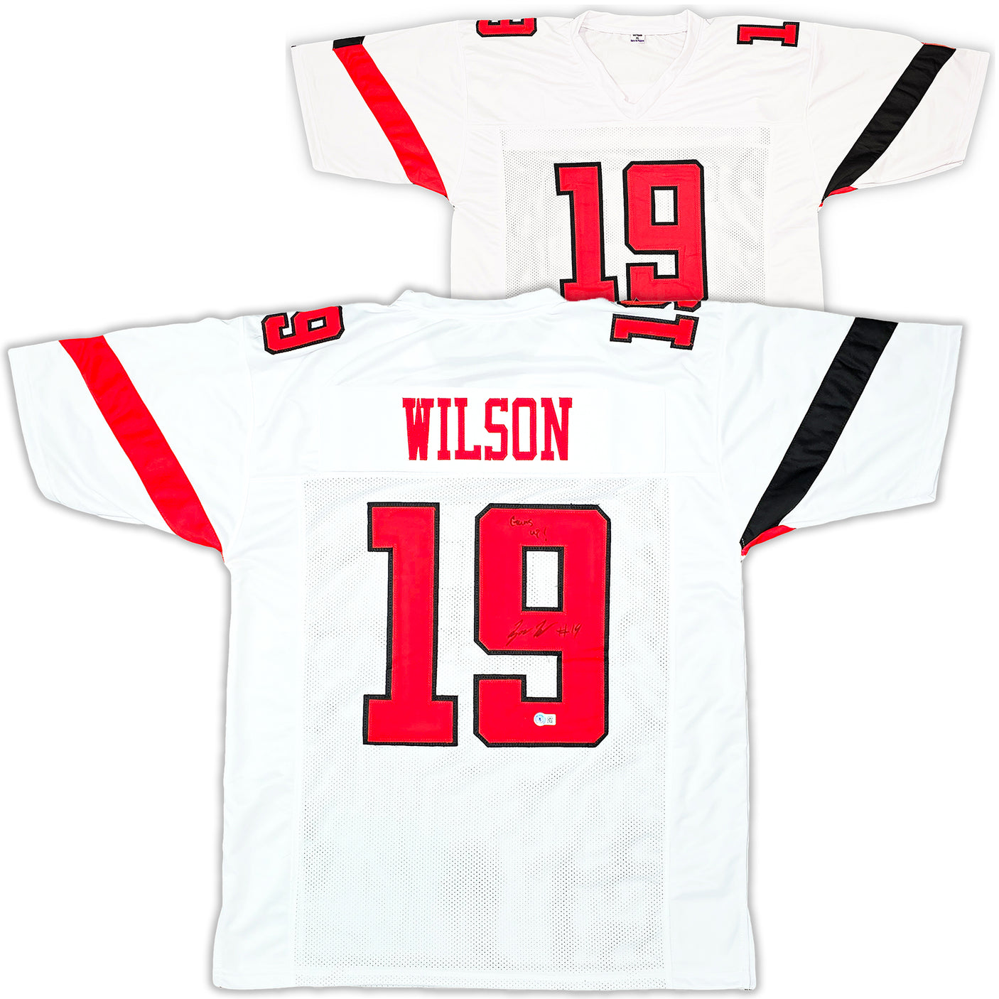 Texas Tech Red Raiders Tyree Wilson Autographed White Jersey "Guns Up" Beckett BAS Witness Stock #215906