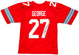 Ohio State Buckeyes Eddie George Autographed Red Jersey "Heisman 1995" Beckett BAS Witness Stock #216732