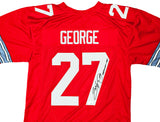 Ohio State Buckeyes Eddie George Autographed Red Jersey "Heisman 1995" Beckett BAS Witness Stock #216732