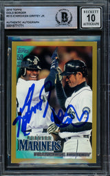 Ken Griffey Jr. & Ichiro Suzuki Autographed 2010 Topps Gold Card #515 Seattle Mariners Auto Grade Gem Mint 10 Gold Border #1867/2010 Beckett BAS #15771771