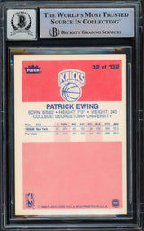 Patrick Ewing Autographed 1986-87 Fleer Rookie Card #32 New York Knicks Auto Grade Gem Mint 10 Beckett BAS #15772167