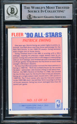 Patrick Ewing Autographed 1990-91 Fleer All-Stars Card #12 New York Knicks Auto Grade Gem Mint 10 Beckett BAS #15772310