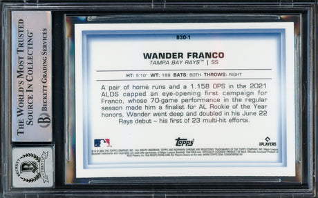 Wander Franco Autographed 2022 Bowman Chrome 3D Rookie Card #B3D1 Tampa Bay Rays Auto Grade Gem Mint 10 "El Patron" Beckett BAS #15772454