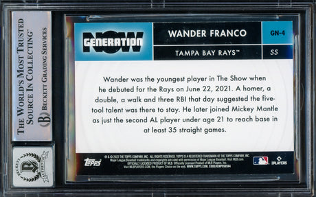 Wander Franco Autographed 2022 Topps Generation Now Rookie Card #GN-4 Tampa Bay Rays Auto Grade Gem Mint 10 Beckett BAS #15772580