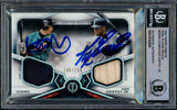 Ken Griffey Jr. & Ichiro Suzuki Autographed 2021 Topps Tribute Dual Relics Card #DR2-IG Seattle Mariners With Game Used Jersey & Bat Beckett BAS #15782590