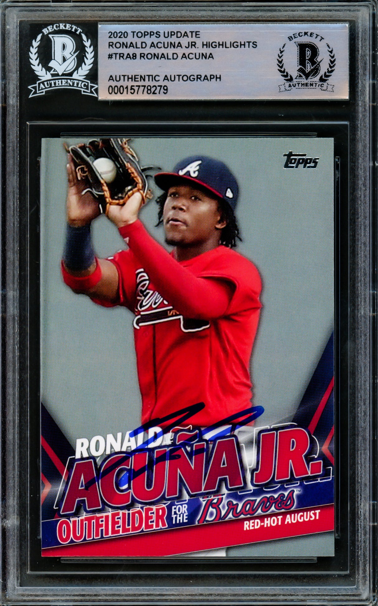 Ronald Acuna Jr. Autographed 2020 Topps Highlights Card #TRA-8 Atlanta Braves Beckett BAS #15778279