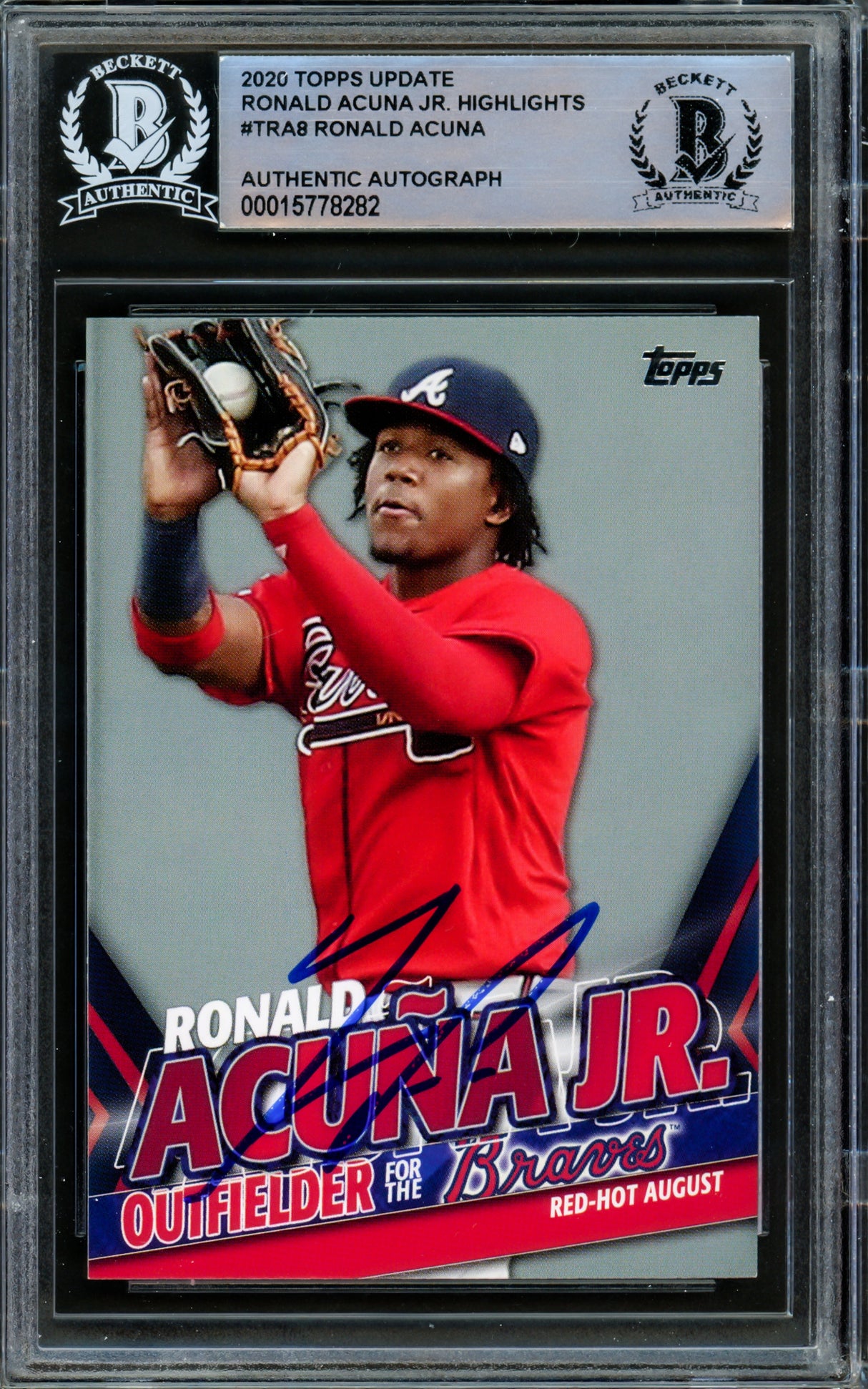 Ronald Acuna Jr. Autographed 2020 Topps Highlights Card #TRA-8 Atlanta Braves Beckett BAS #15778282