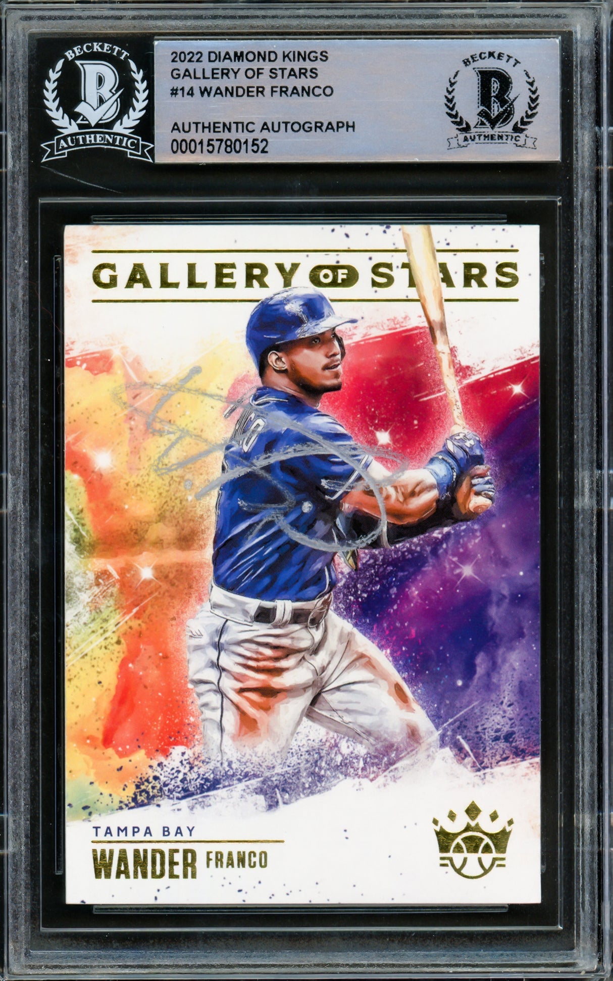 Wander Franco Autographed 2022 Panini Diamond Kings Gallery Of Stars Rookie Card #GS14 Tampa Bay Rays (Light) Beckett BAS #15780152