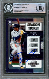 Wander Franco Autographed 2022 Panini Chronicles Contenders Optic Rookie Card #1 Tampa Bay Rays Beckett BAS #15780154