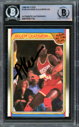 Hakeem Olajuwon Autographed 1988-89 Fleer Card #126 Houston Rockets Beckett BAS #15781116