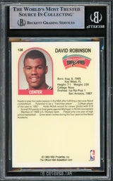 David Robinson Autographed 1989-90 Hoops Rookie Card #138 San Antonio Spurs (Smudged) Beckett BAS #15781131