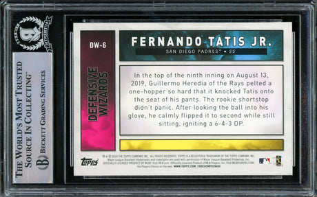 Fernando Tatis Jr. Autographed 2020 Topps Big League Defensive Wizards Card #DW6 San Diego Padres Beckett BAS #15782119