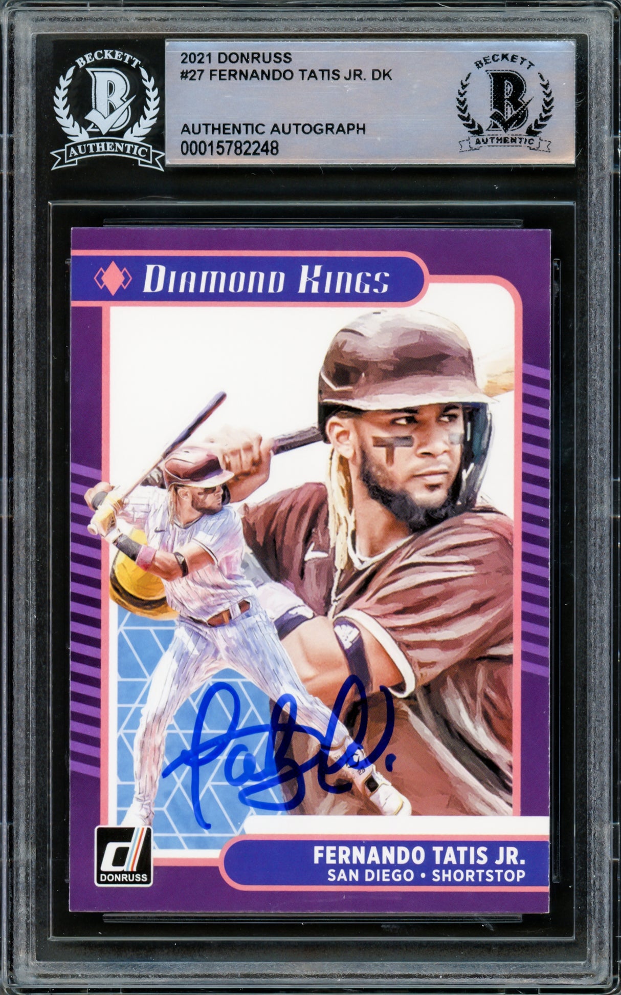 Fernando Tatis Jr. Autographed 2021 Donruss Diamond Kings Card #27 San Diego Padres Beckett BAS #15782248