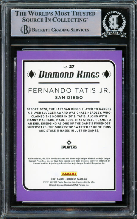 Fernando Tatis Jr. Autographed 2021 Donruss Diamond Kings Card #27 San Diego Padres Beckett BAS #15782248